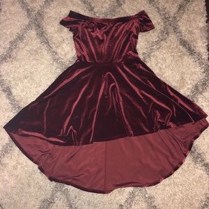 Red velvet high low dress